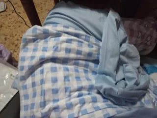 Pijama cuadros azul y blanco