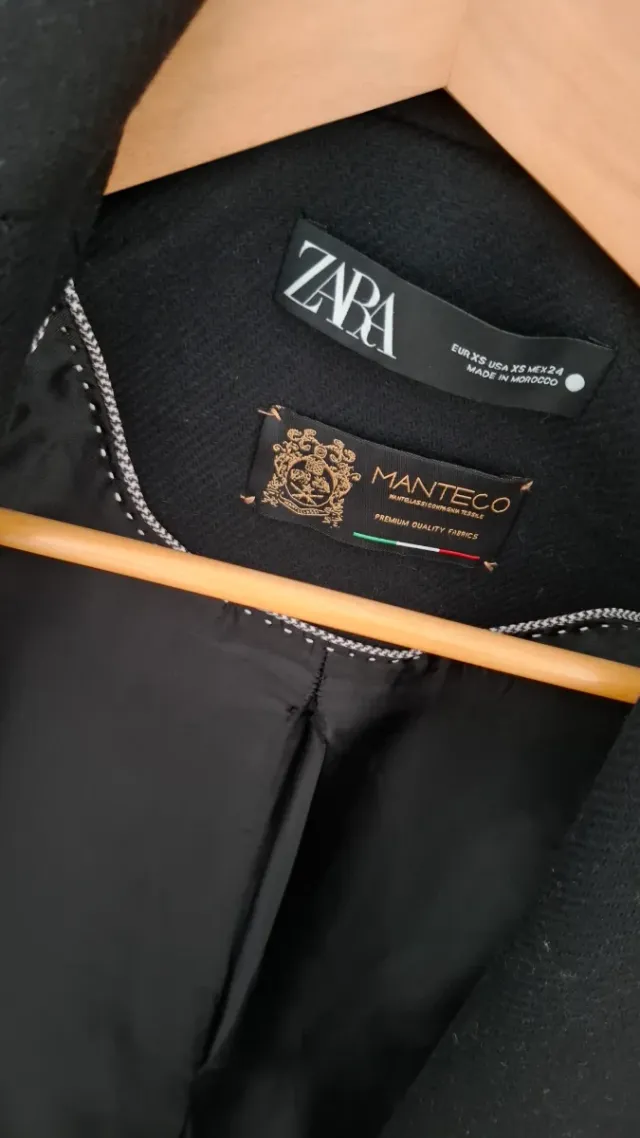 Abrigo Lana Manteco Zara Negro