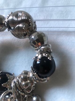 Pulsera fantasía negra y plata