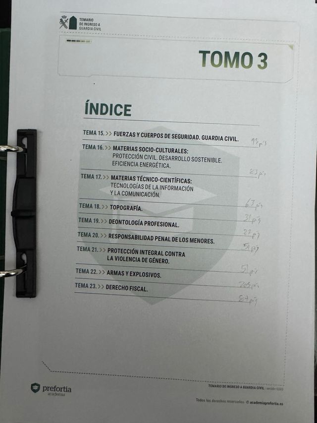 Temario Guardia Civil 2025, inglés, ortografía