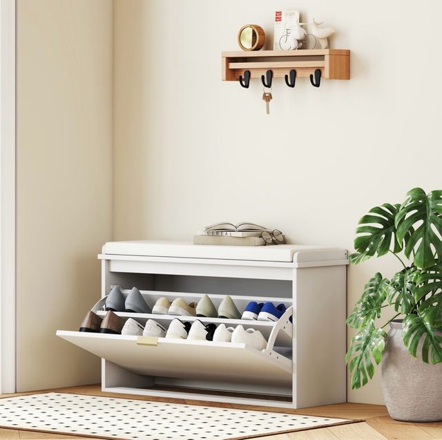 Panca scarpiera con seduta e spazio di archiviazione