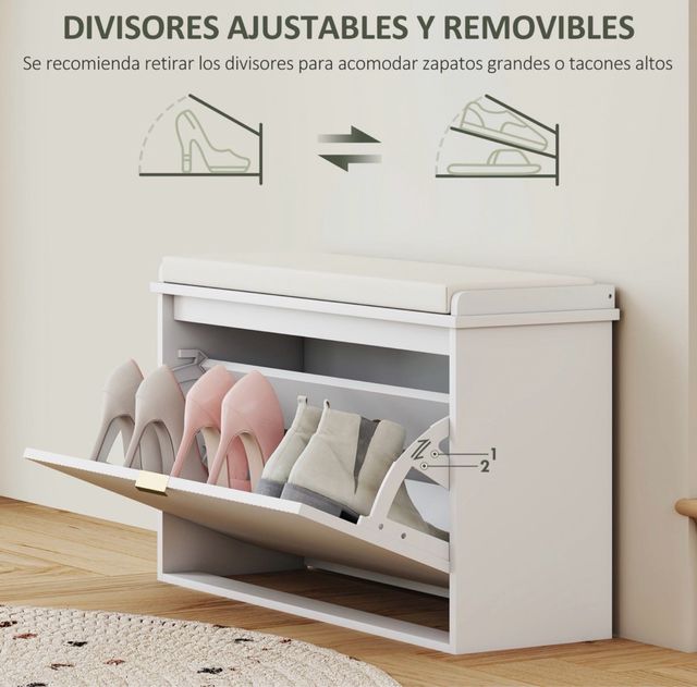 Panca scarpiera con seduta e spazio di archiviazione