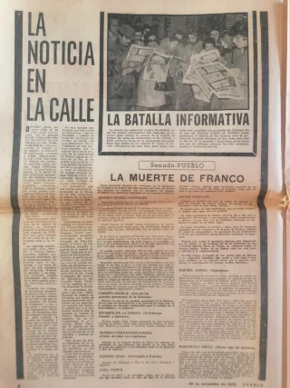 Diario Pueblo Edición Extra 1975 Franco