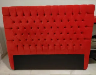 Cabecero de cama de matrimonio rojo terciopelo