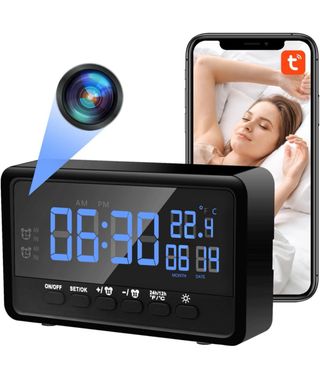 Reloj Despertador Cámara Wifi Grabación 24/7
