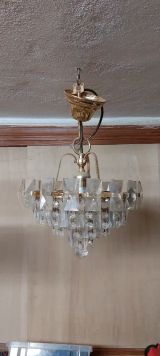 Lámpara de techo madera y cristal