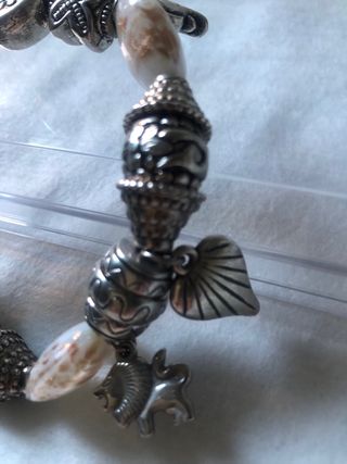 Pulsera fantasía plata y beige