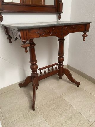 Espejo y Mesa Consola Madera y Piedra