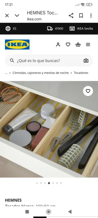 Tocador HEMNES blanco 100x50 cm