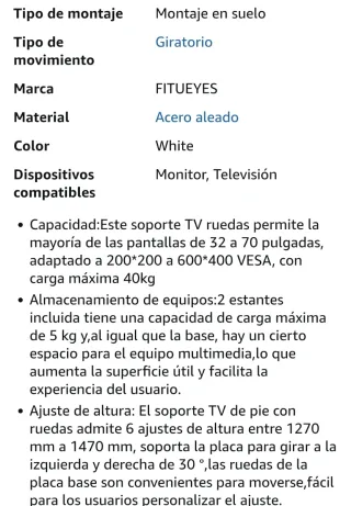 Mueble TV trípode, con estantes.