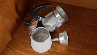 Caffettiera Moka 1 Tazza Argento/Bianco