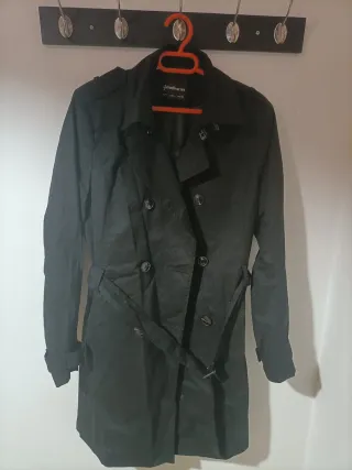 Gabardina Stradivarius Negra Mujer
