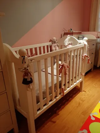Cuna bebé madera blanca