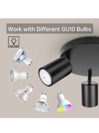 Lámpara Techo 3 Focos Giratorios GU10 Negra