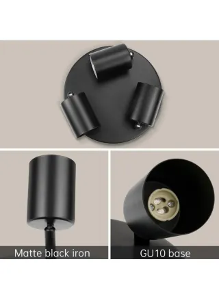 Lámpara Techo 3 Focos Giratorios GU10 Negra