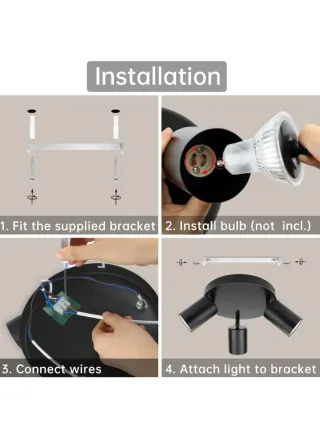 Lámpara Techo 3 Focos Giratorios GU10 Negra