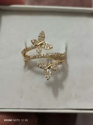 Anillo Mariposa Chapado Oro Talla 18
