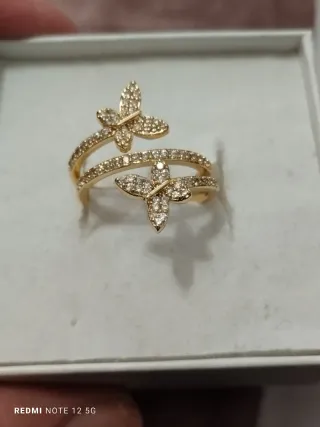 Anillo Mariposa Chapado Oro Talla 18