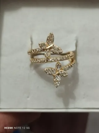 Anillo Mariposa Chapado Oro Talla 18