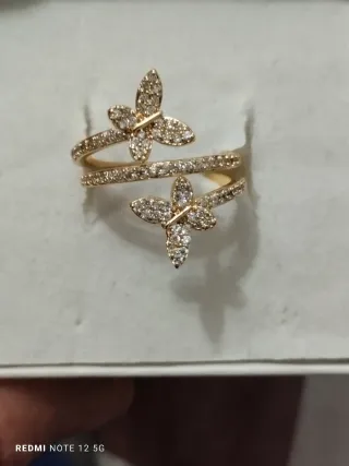 Anillo Mariposa Chapado Oro Talla 18