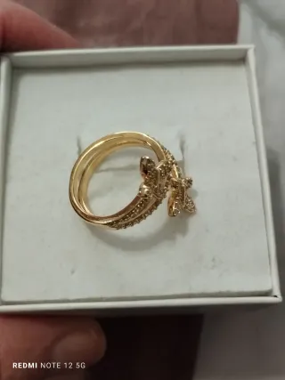 Anillo Mariposa Chapado Oro Talla 18