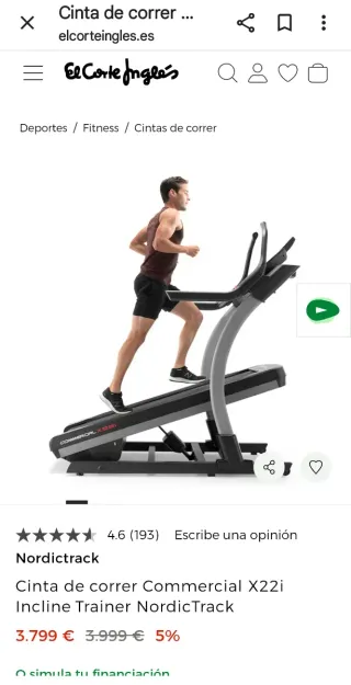 Cinta de correr Nordictrack Commercial X22i