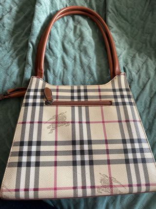 Borsa Burberry a quadri beige e marrone