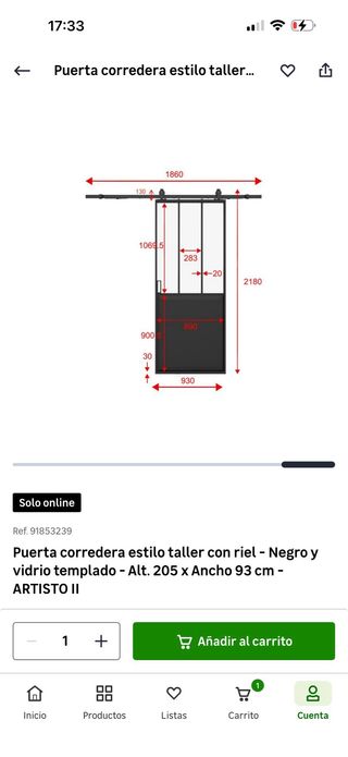 Puerta corredera estilo industrial