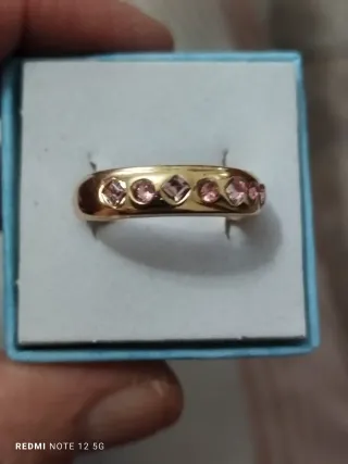 Anillo oro circonitas rosas