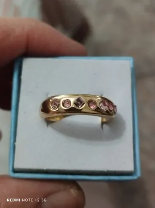 Anillo oro circonitas rosas
