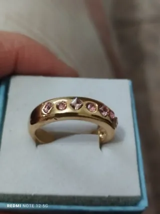 Anillo oro circonitas rosas
