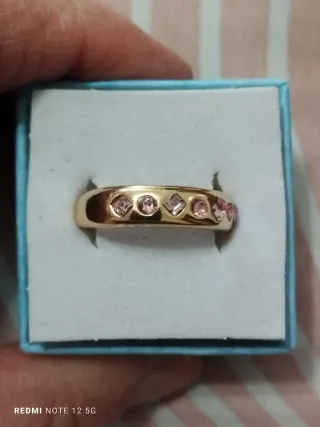 Anillo oro circonitas rosas