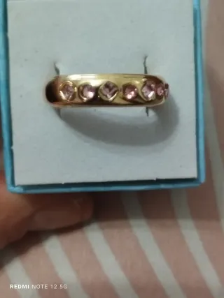 Anillo oro circonitas rosas