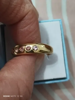 Anillo oro circonitas rosas