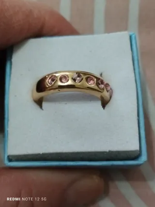 Anillo oro circonitas rosas