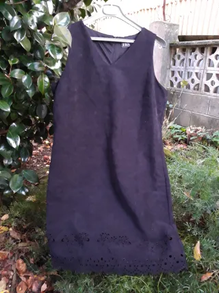 Vestido antelina forrado negro