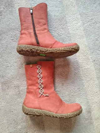Botas de piel mujer color burdeos 37