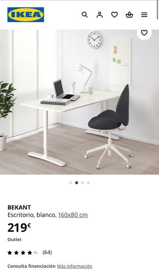 Mesa de escritorio elevable blanca IKEA BEKANT