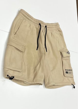 H&M Cargo Shorts Beige Streetwear Logo Patch Soft
