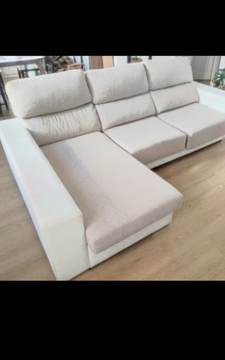 Sofá modular beige y blanco