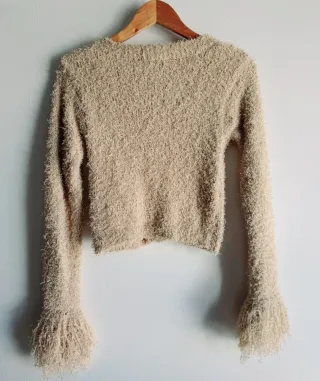 Cardigan Zara flecos beige Talla S