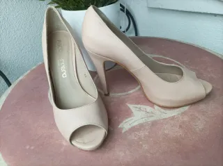 Paco Herrero Peep Toes Piel Beige Talla 38 rosa em