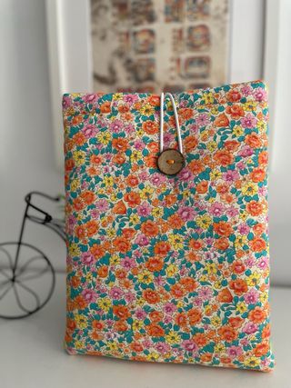 Funda libro grande flores naranjas