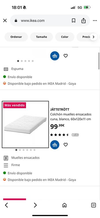 Cuna Ikea  y colchón
