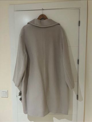 Abrigo lana mujer beige/gris oversize