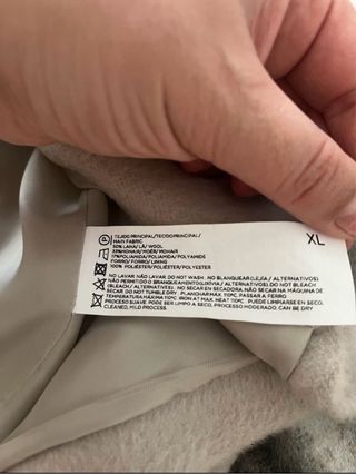 Abrigo lana mujer beige/gris oversize
