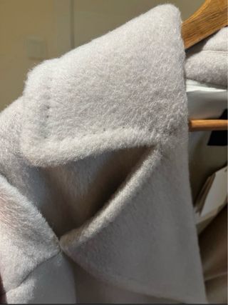 Abrigo lana mujer beige/gris oversize