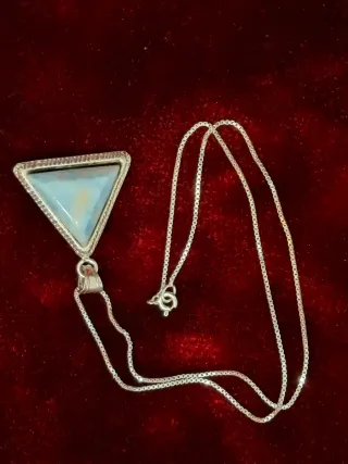 Collar Plata Ley 925 Triángulo Piedra Natural