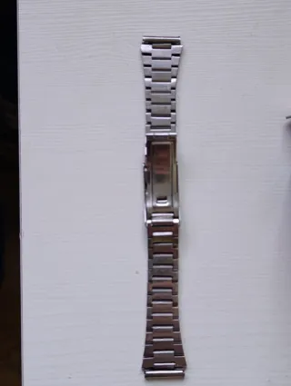 Correa de reloj vintage plateada, acero inoxidable