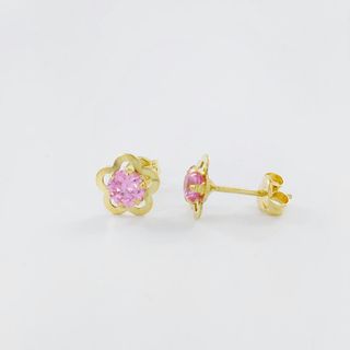 Pendientes Oro 18K Circonita Flor